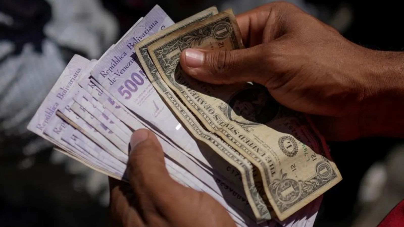 bolívares y dólares estadounidenses