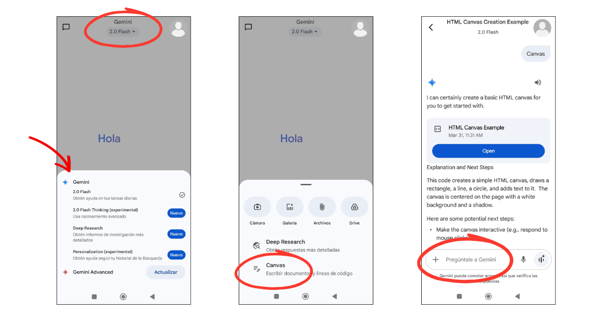Canvas de Gemini Cómo usar Canvas de Gemini desde tu celular.- Blog Hola Telcel